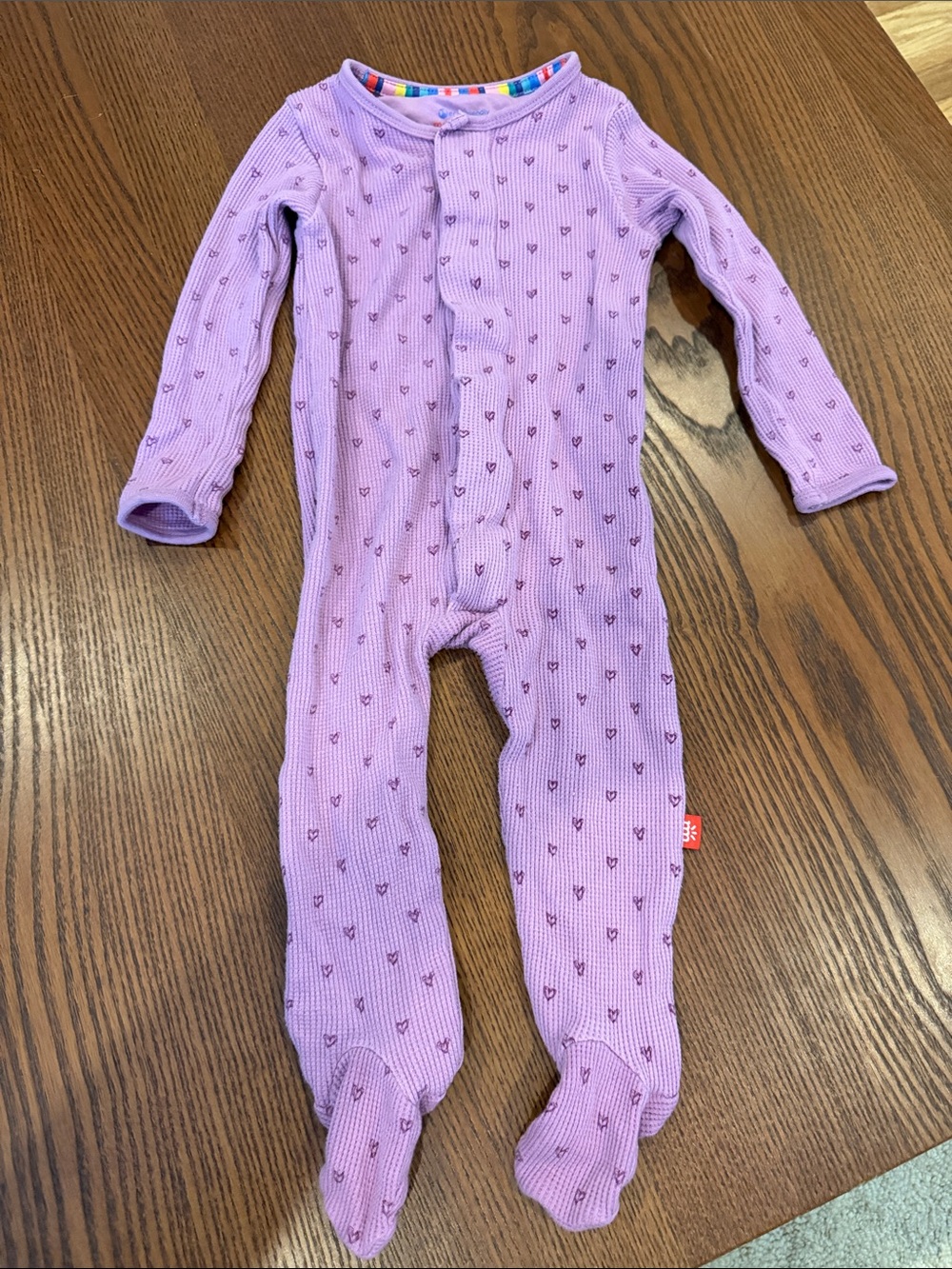 Magnetic Me Purple Footed One-Piece with Tiny Heart Print